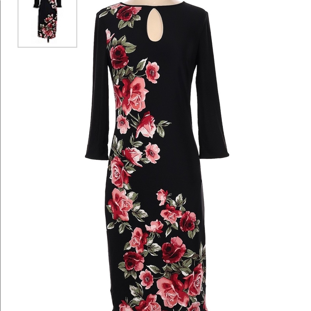 White House Black Market XS Black Floral Cocktail Dress